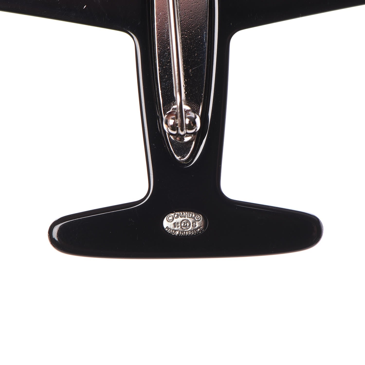Chanel Resin Pearl CC Airplane Brooch Black White 3 of 5