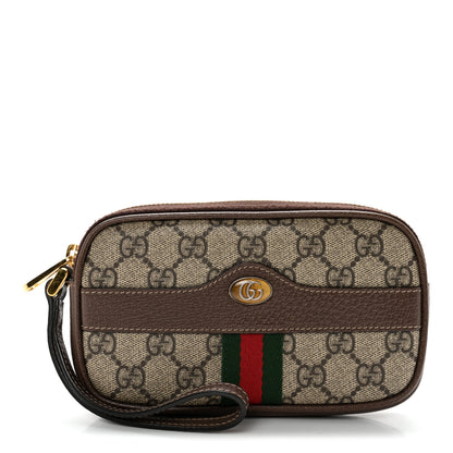 Gucci GG Supreme Monogram Ophidia Phone Case Wristlet Brown 1 of 10