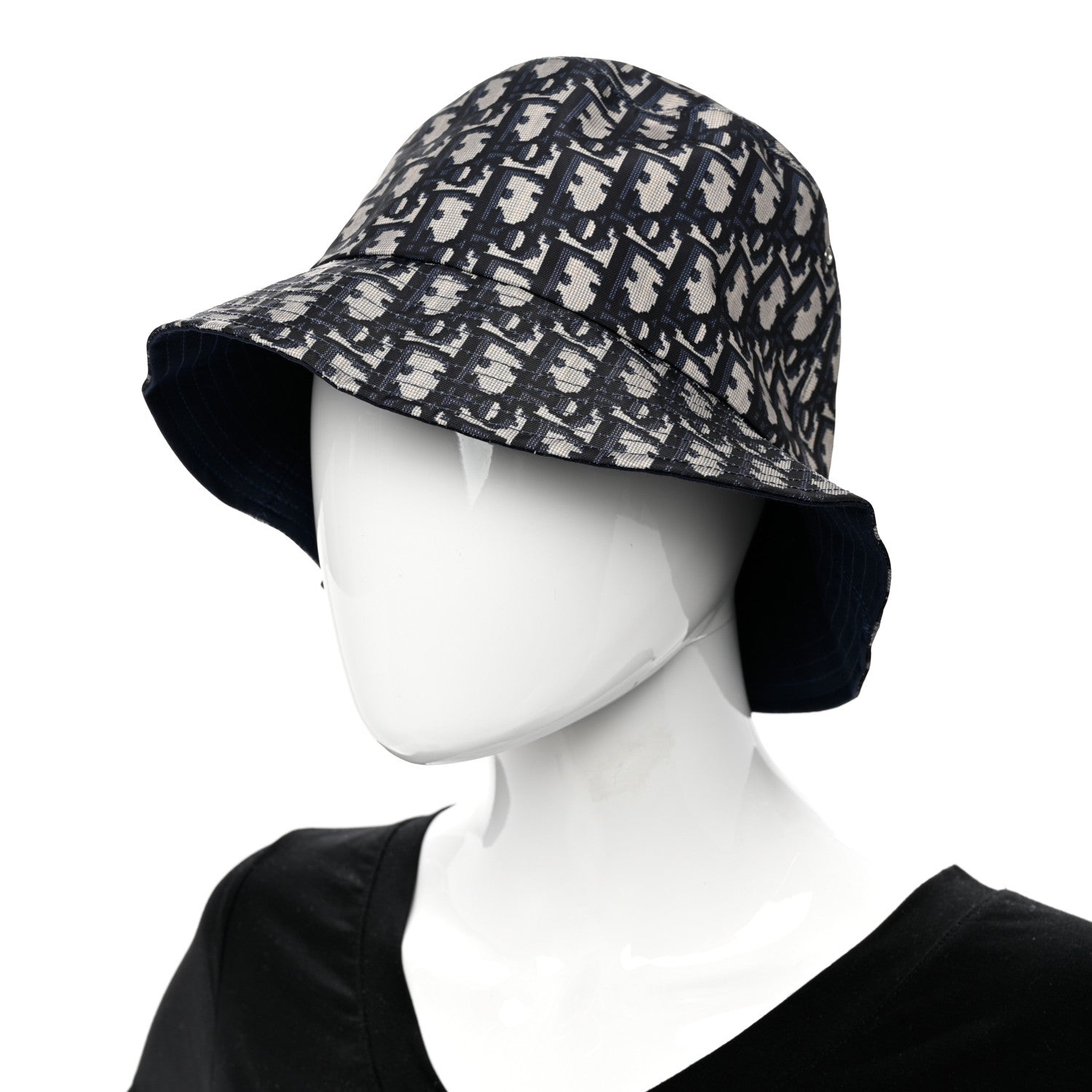 Christian Dior Polyester Cotton Oblique Teddy-D Brim Bucket Hat 57 Blue 2 of 8