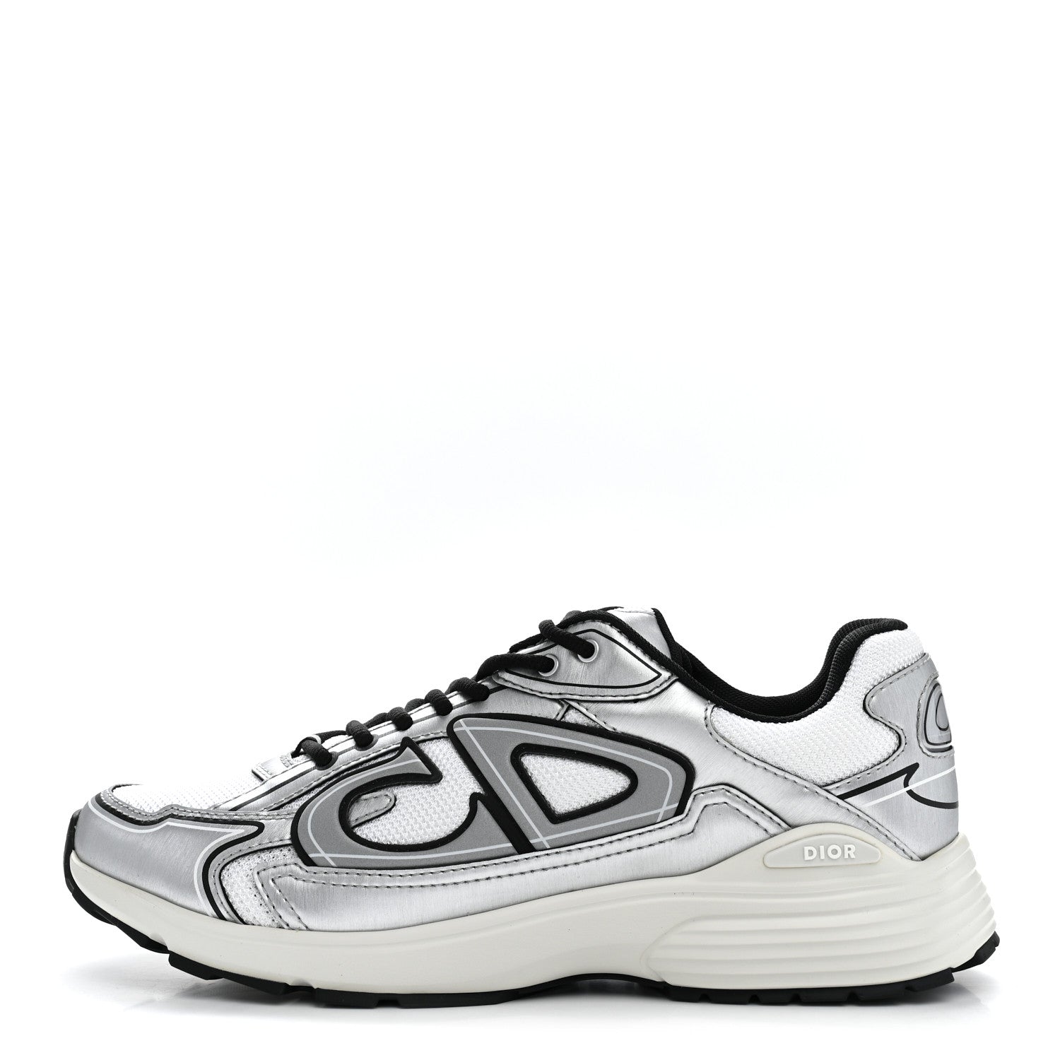 Christian Dior Technical Mesh Calfskin Mens B30 Sneakers 42 Silver Black White 1 of 11