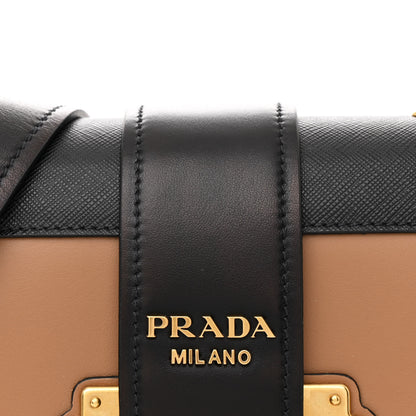 Prada City Calfskin Saffiano Cahier Bag Caramel Black 8 of 10