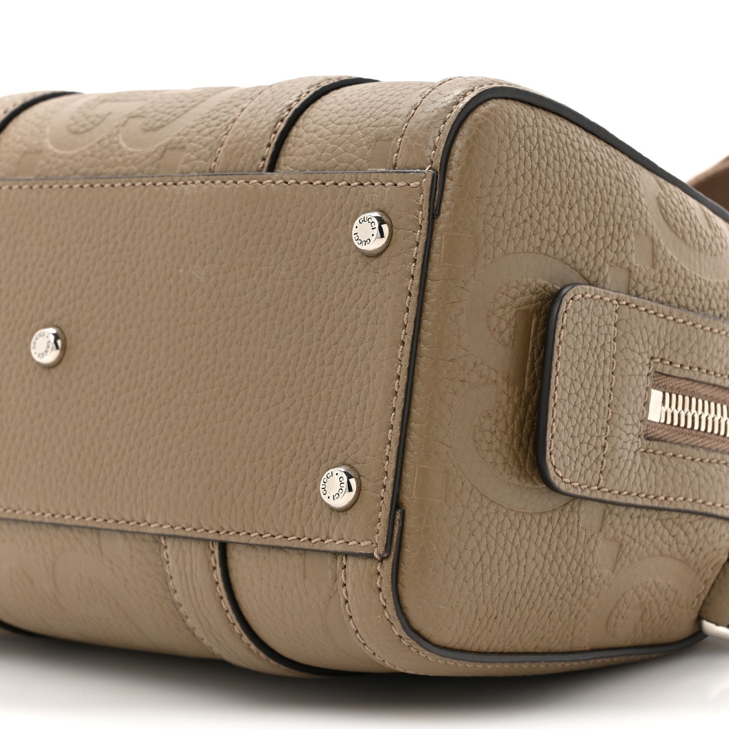 Piuma Calfskin Jumbo GG Embossed Mini Duffle Bag Good Taupe