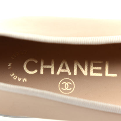 Chanel Lambskin CC Cap Toe Ballerina Flats 38 Beige Black 6 of 12