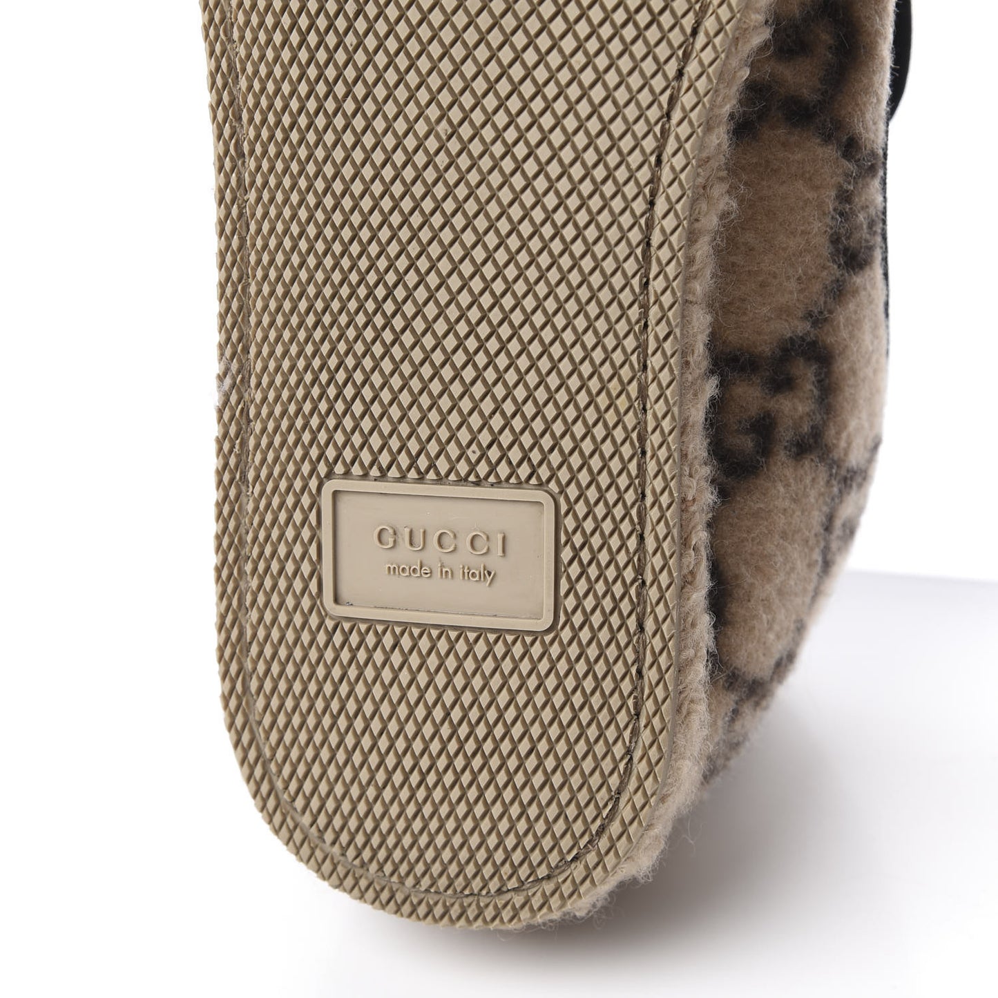Covered Wool GG Monogram Mens Fria Horsebit Loafers 6 Beige Ebony Black Butterscotch