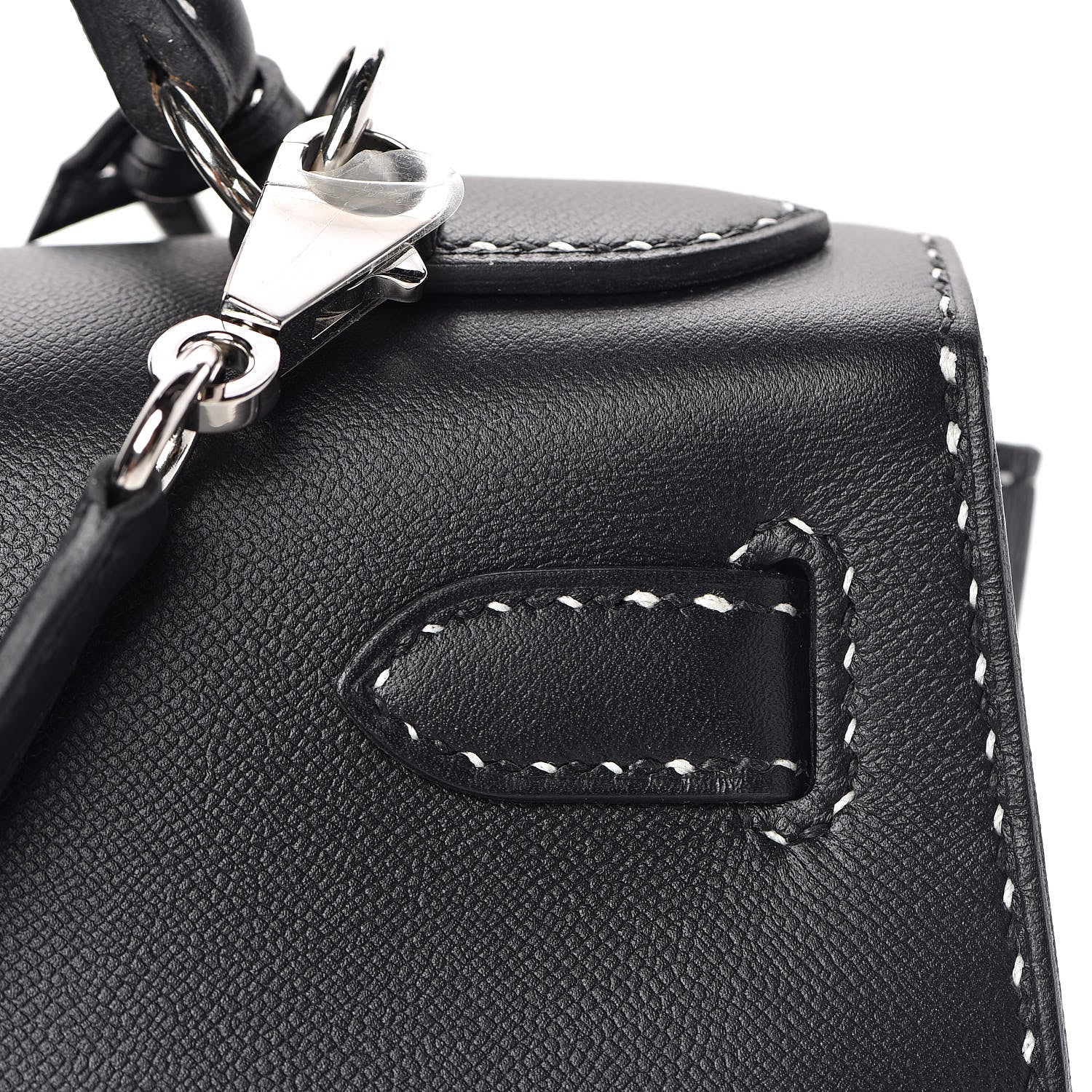 Hermes Grained Monsieur Un Point Sur Deux Kelly Sellier 28 Black 25 of 36