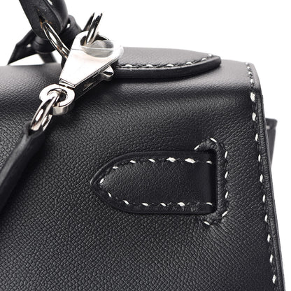Hermes Grained Monsieur Un Point Sur Deux Kelly Sellier 28 Black 25 of 36