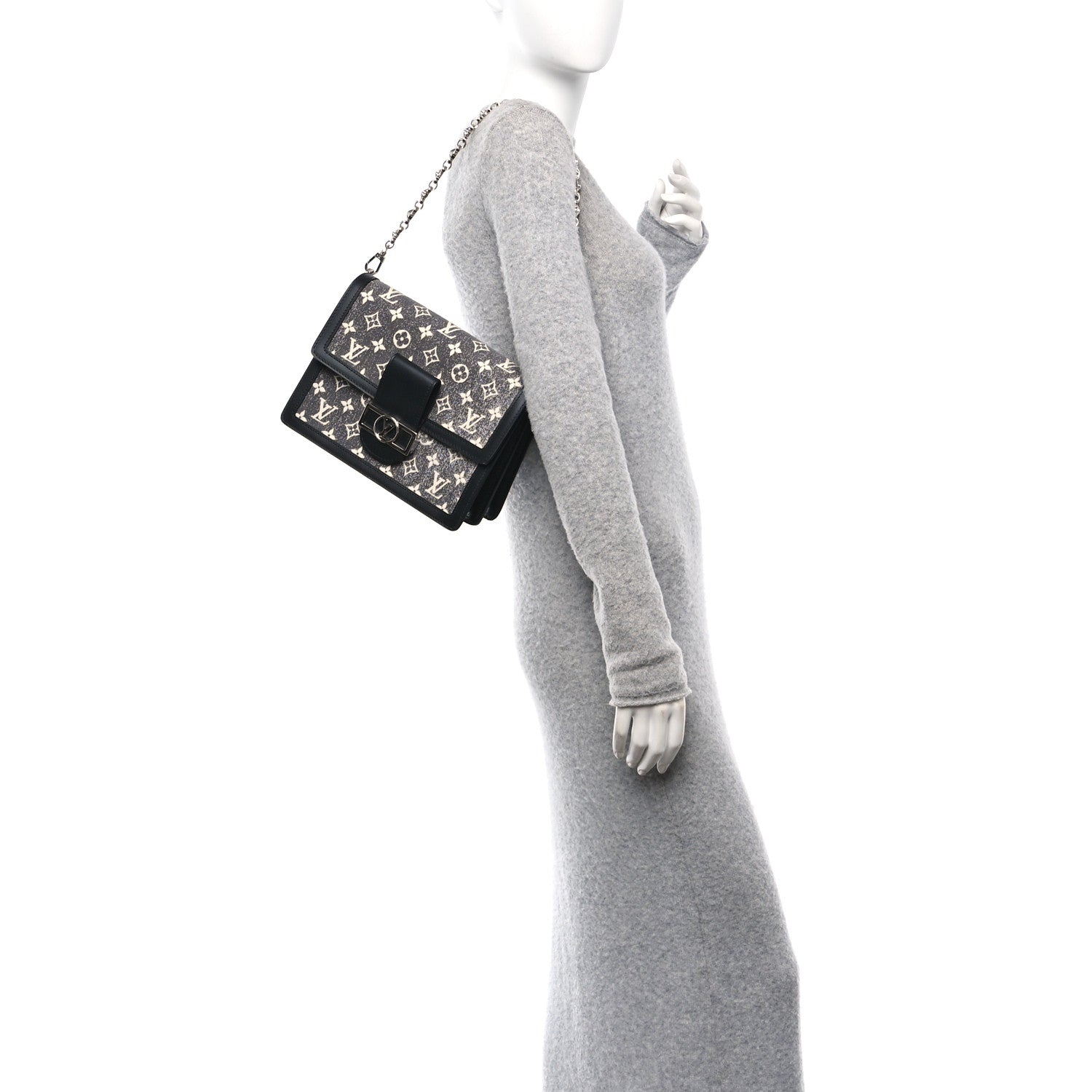 Louis Vuitton Denim Monogram Jacquard Dauphine MM Black 2 of 10