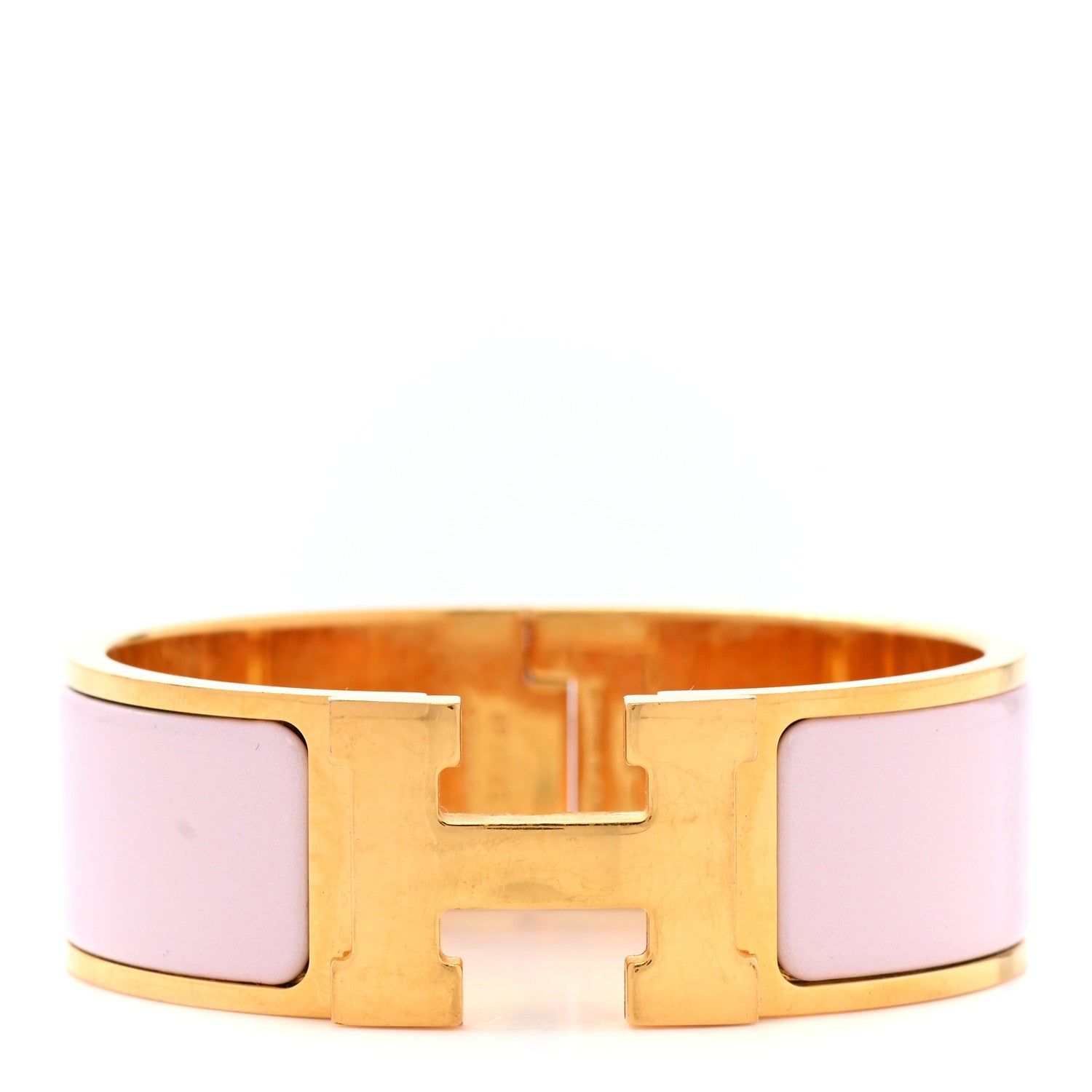 Hermes Enamel Wide Clic Clac H Bracelet Rose Dragee 1 of 6