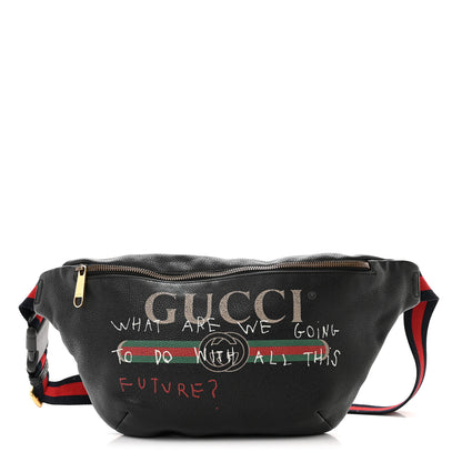 Gucci Grained Calfskin Coco Capitan Logo Belt Bag Black 1 of 16