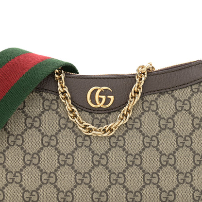 Gucci GG Supreme Monogram Textured Dollar Calfskin Web Small Ophidia GG Handbag Beige Ebony New Acero 8 of 11