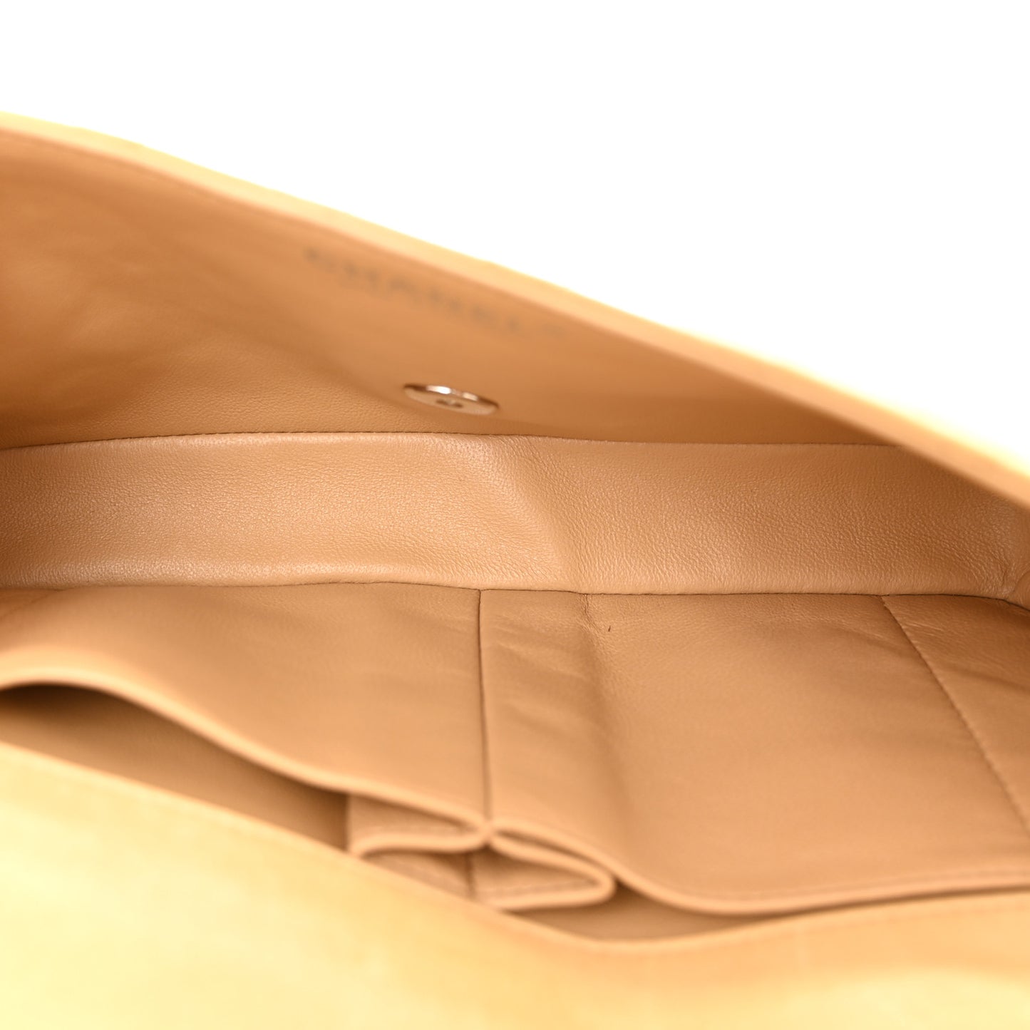 Lambskin Quilted East West Flap Beige
