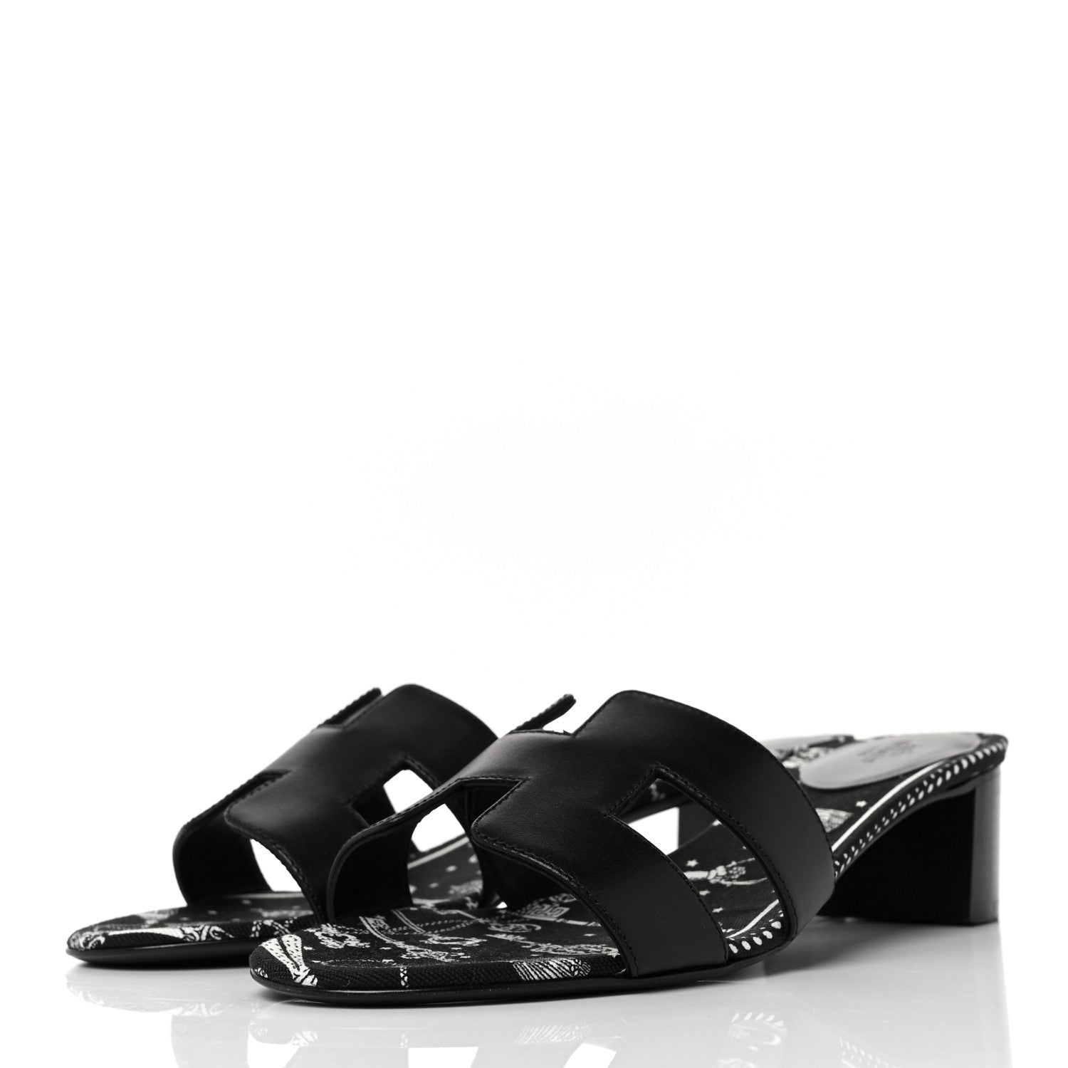 Hermes Calfskin Oasis Sandals 38.5 Black 3 of 9