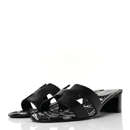 Hermes Calfskin Oasis Sandals 38.5 Black 3 of 9