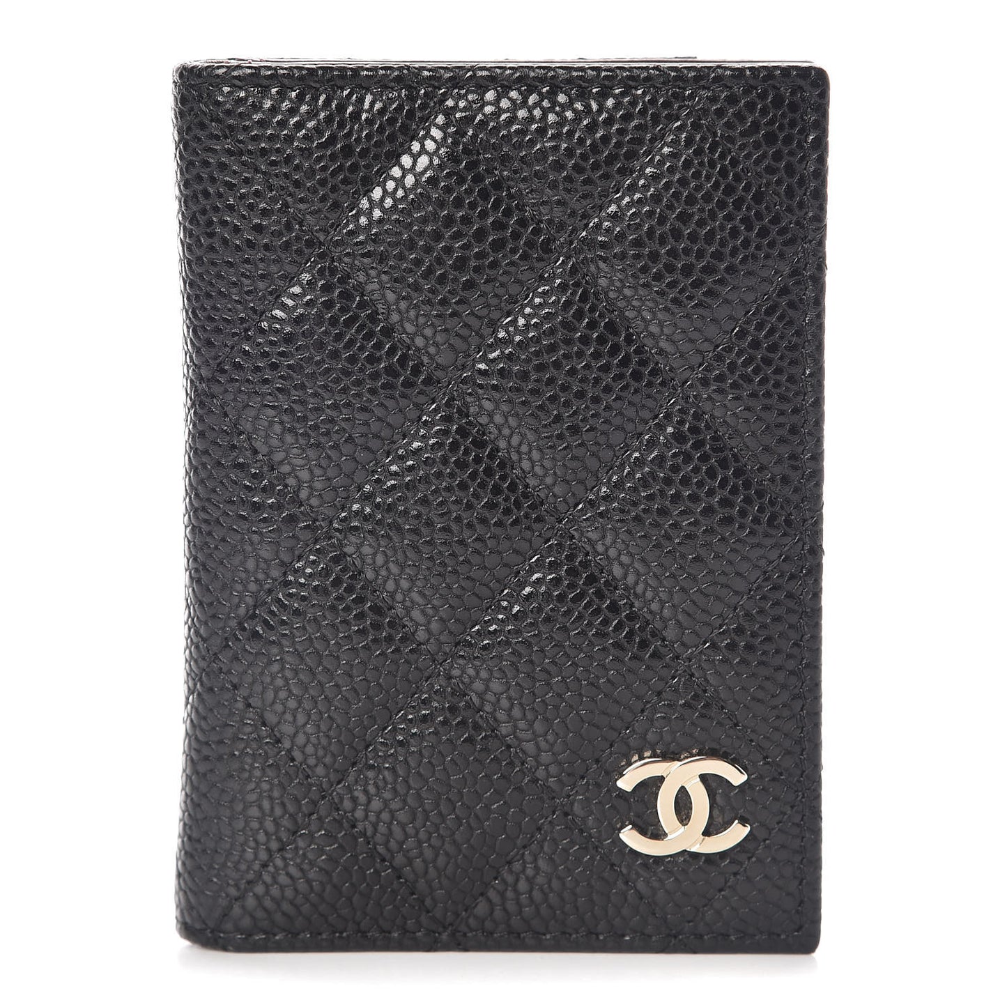 Caviar Quilted Card Holder Wallet Black