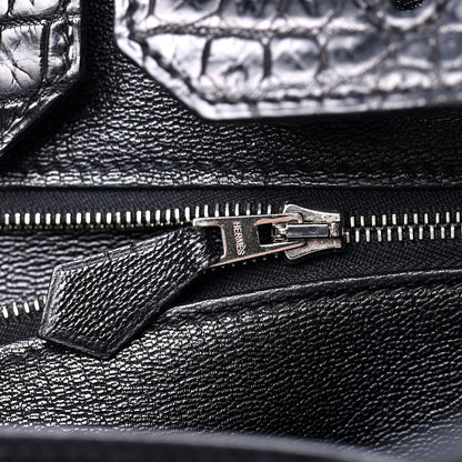 Hermes Matte Porosus Crocodile Birkin 35 Black 18 of 31