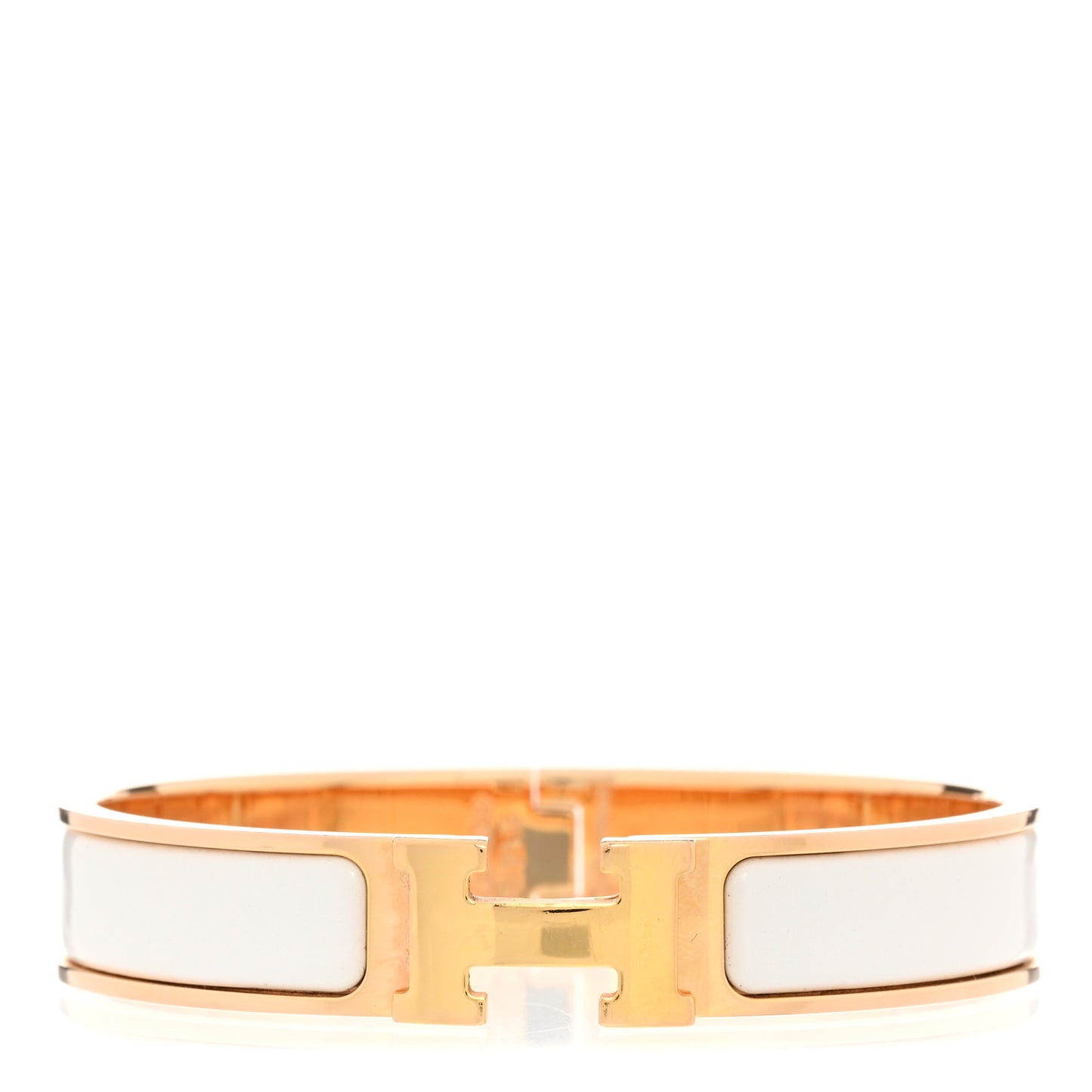 Enamel Narrow Clic Clac H Bracelet PM White