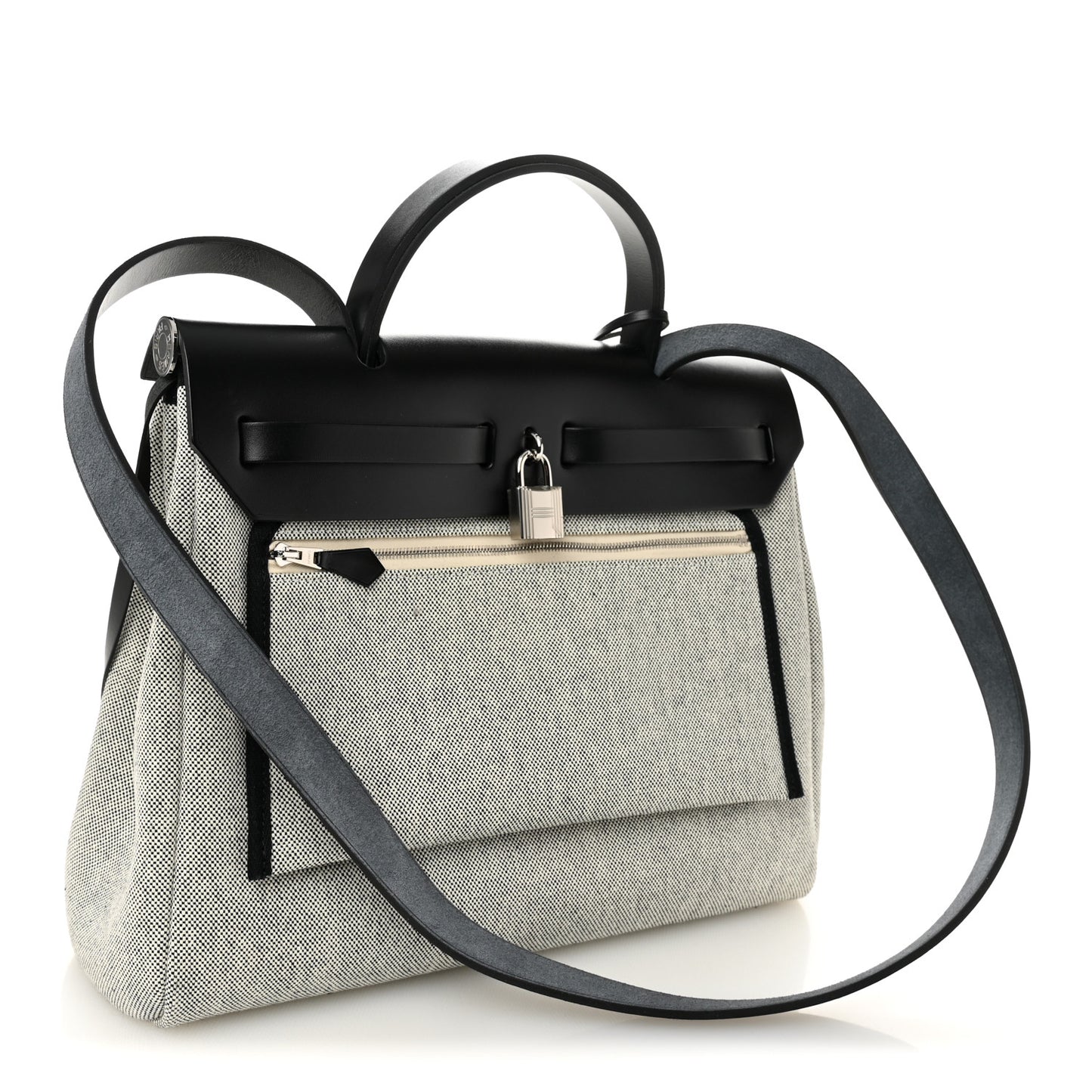 H Plume Canvas Vache Hunter Circuit Rider Hobnailed Herbag Zip Retourne 31 PM Black Ecru