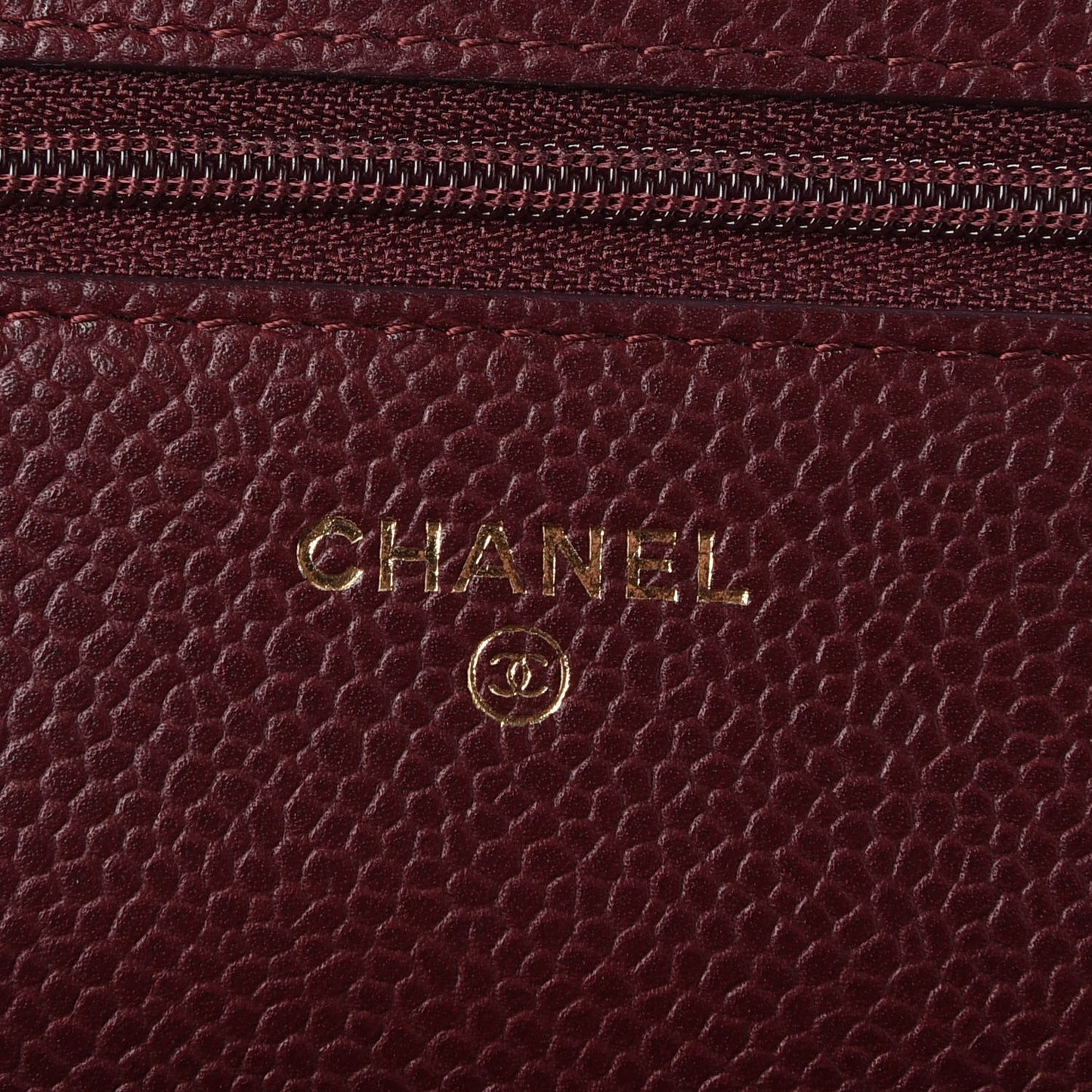 Caviar Quilted Wallet on Chain WOC Burgundy