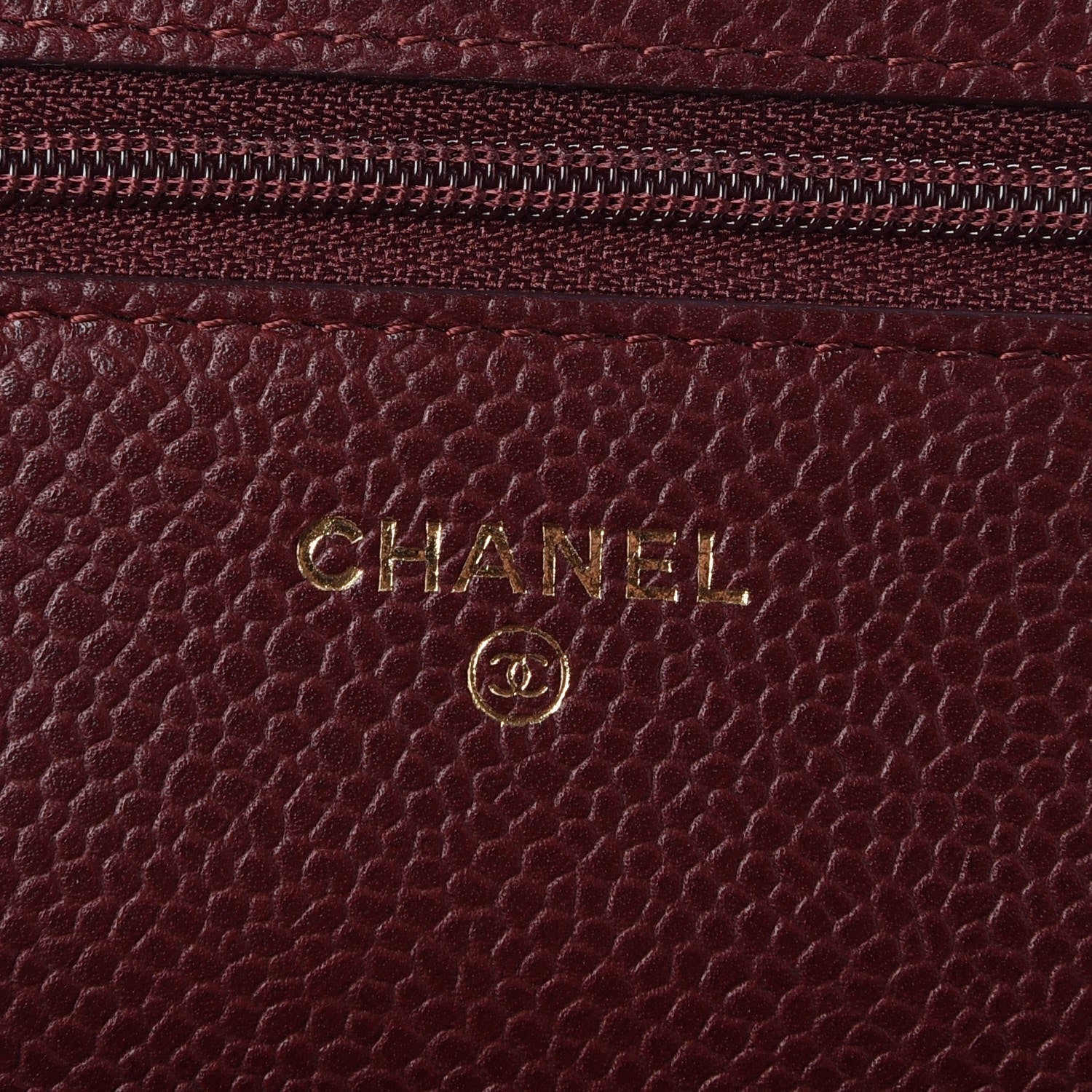 Chanel Caviar Quilted Wallet on Chain WOC Burgundy 6 of 9