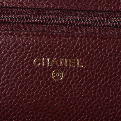Chanel Caviar Quilted Wallet on Chain WOC Burgundy 6 of 9