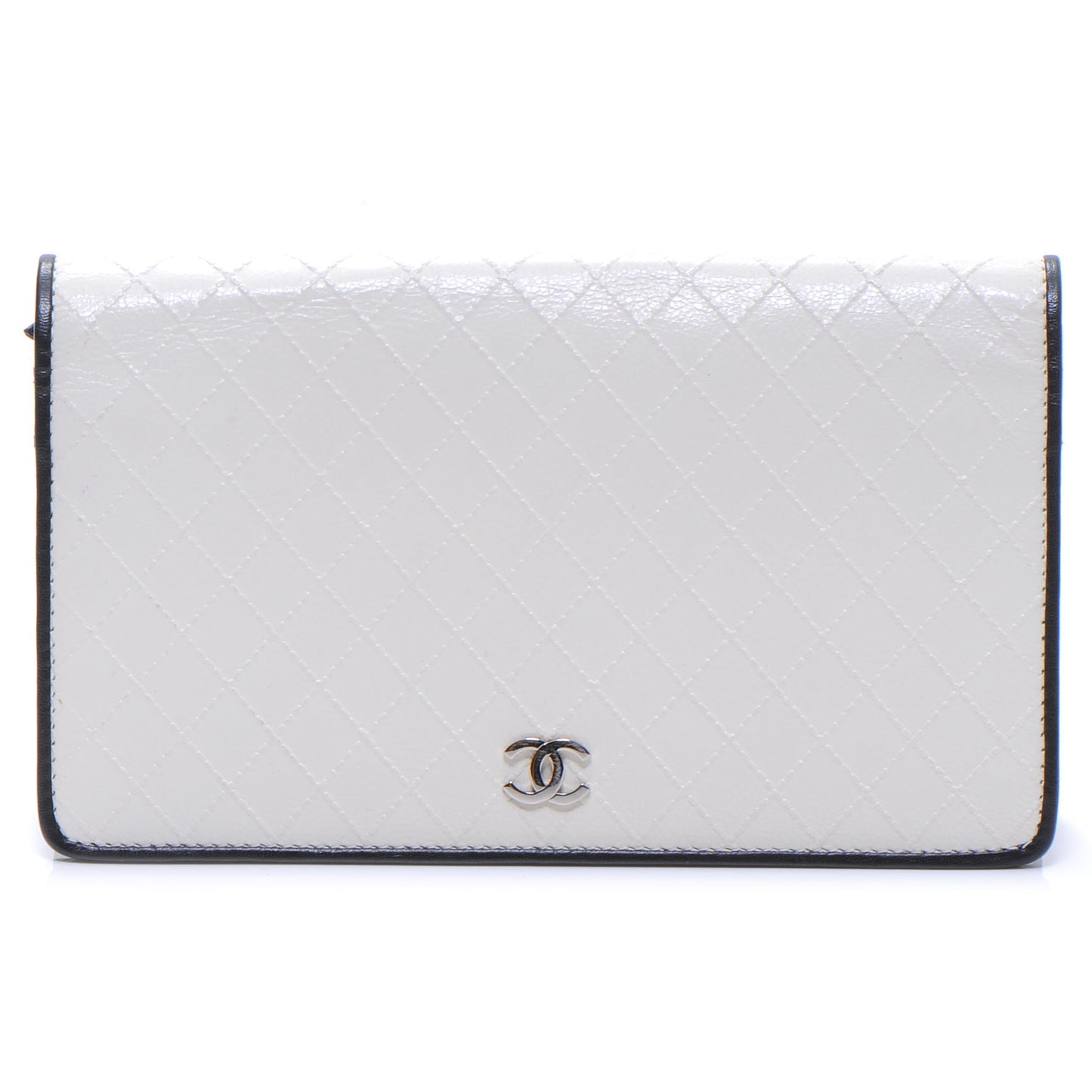 Diamond Stitched Yen Wallet White