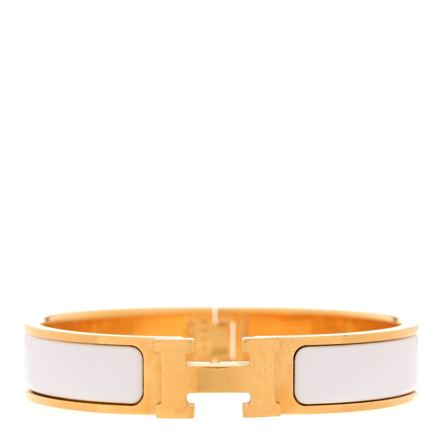 Enamel Narrow Clic Clac H Bracelet PM White