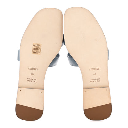 Hermes Epsom Oran Sandals 40 Gris Antarctique 5 of 8