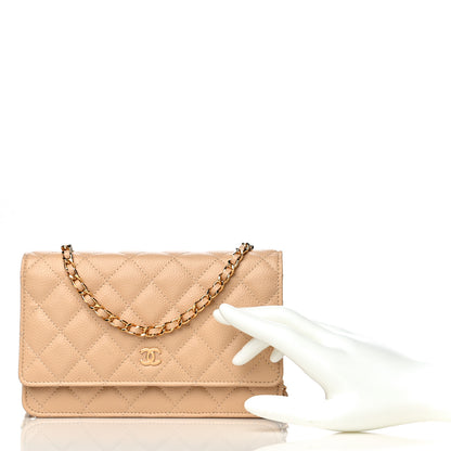 Chanel Caviar Quilted Wallet On Chain WOC Beige 3 of 16