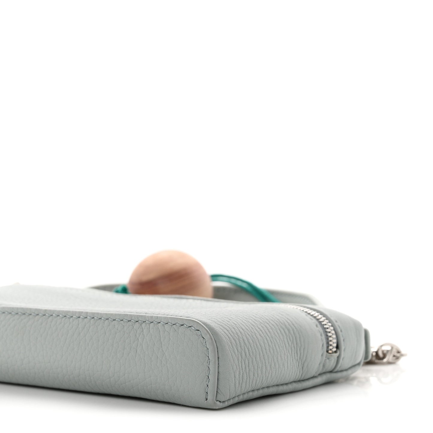 Grained Calfskin Extra Pocket Mini Pouch Minty Breeze