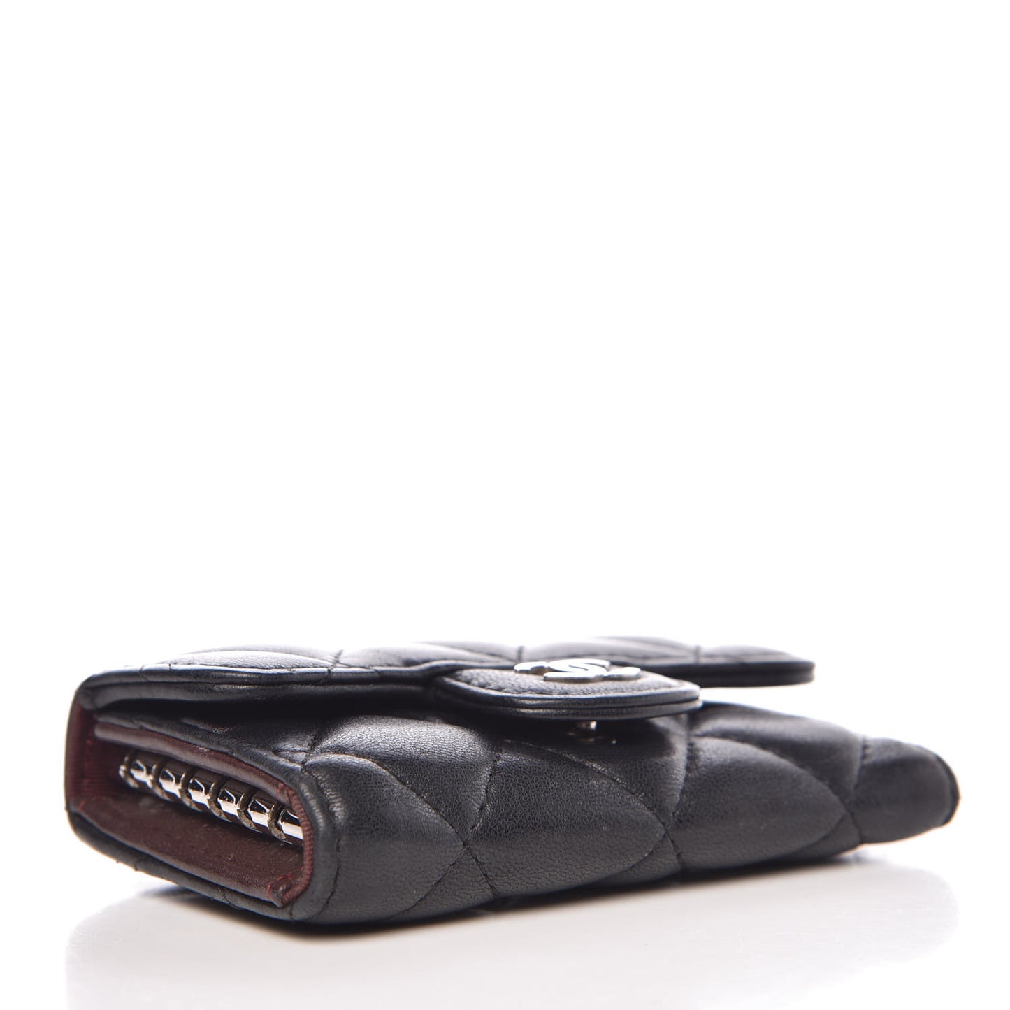 Lambskin Quilted 6 Key Holder Black