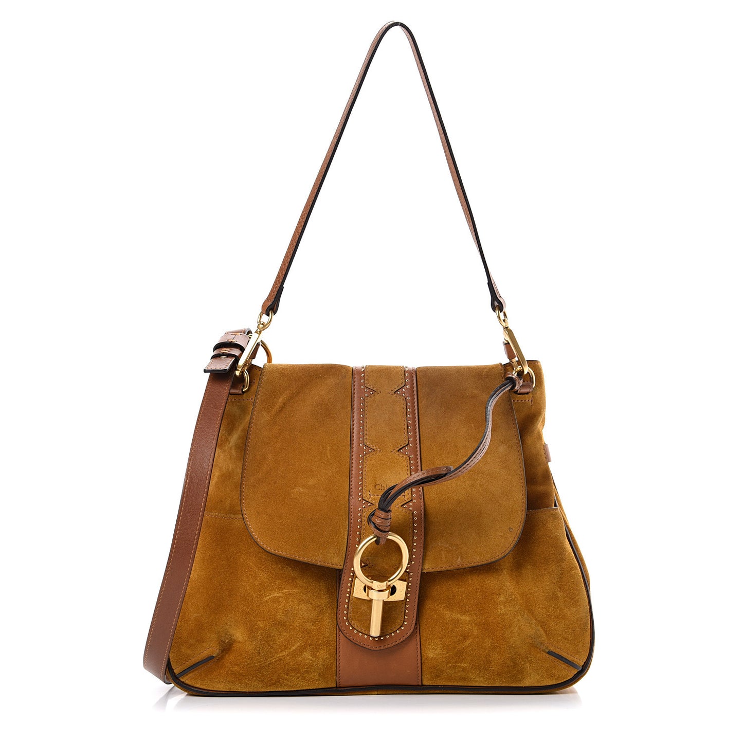 Suede Medium Lexa Shoulder Bag Mustard Brown