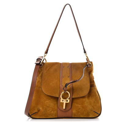 Chloe Suede Medium Lexa Shoulder Bag Mustard Brown 1 of 17
