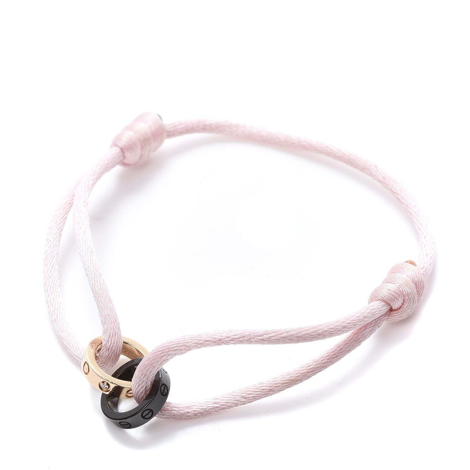 Cartier 18K Pink Gold Ceramic 4 Diamond LOVE Cord Bracelet Pink 1 of 5