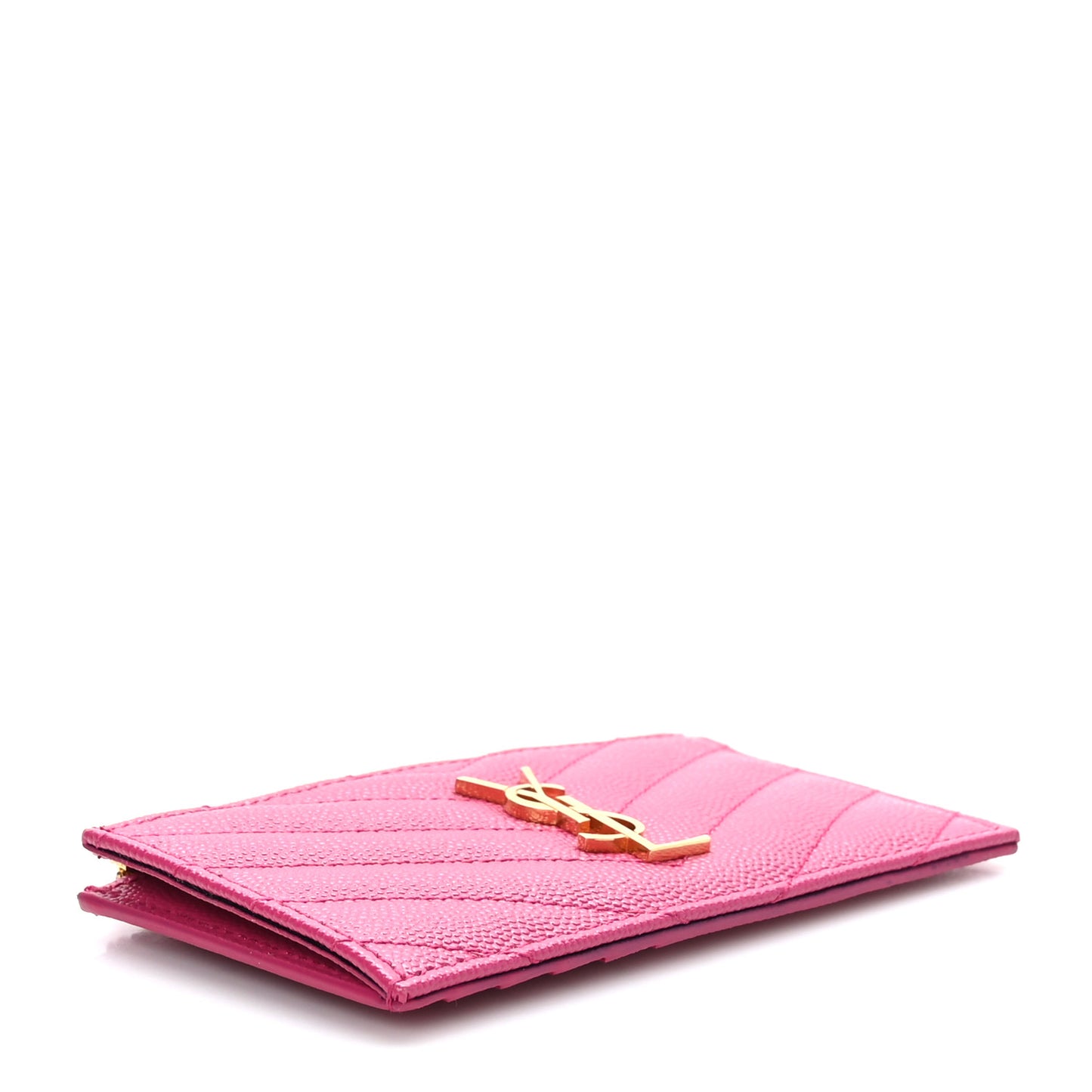 Grain De Poudre Matelasse Chevron Monogram Fragments Zippered Card Case Fresh Fuxia