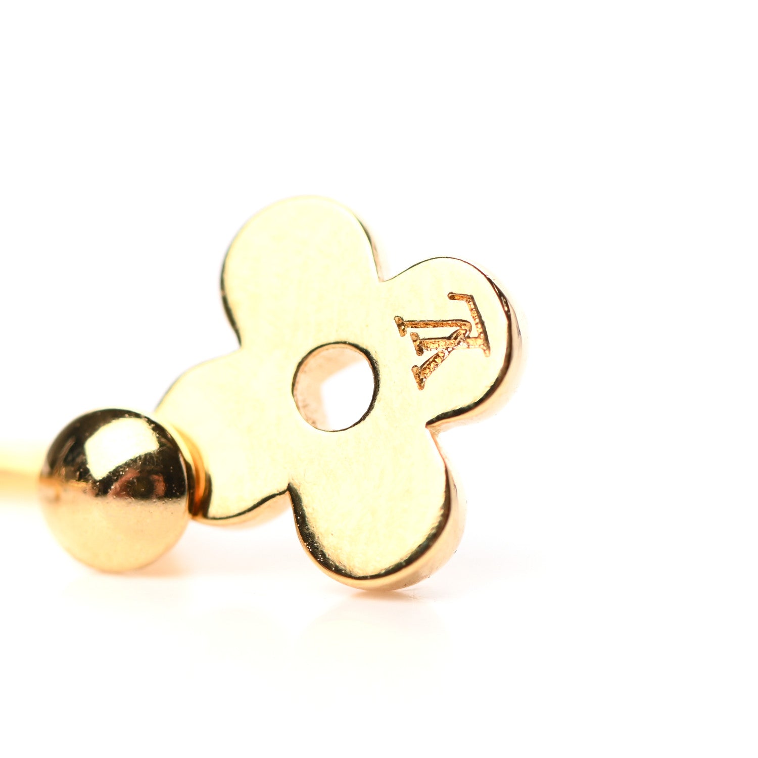 Louis Vuitton Brass Blooming Earrings Gold 4 of 5