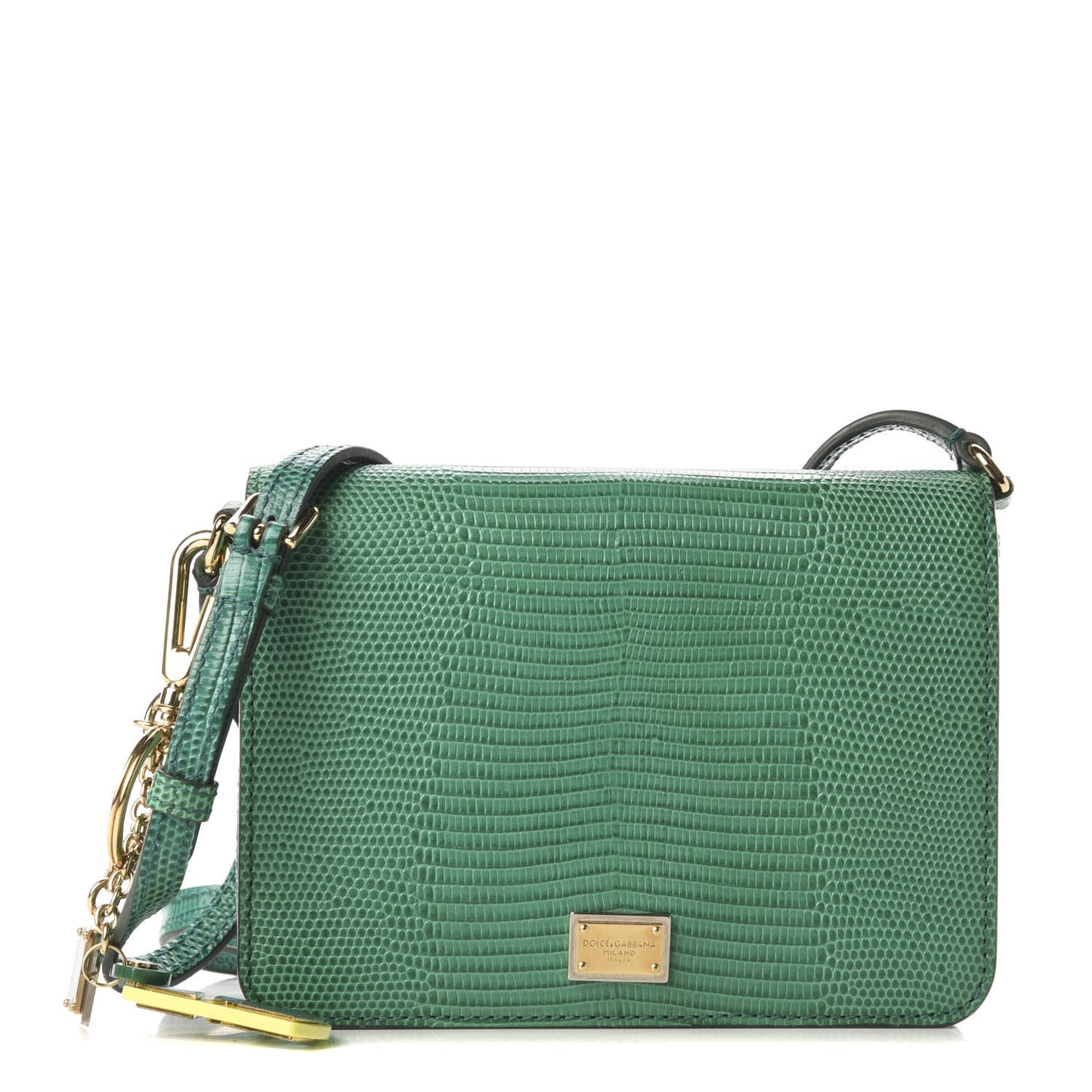 Iguana Calfskin Embossed Crossbody Bag Green