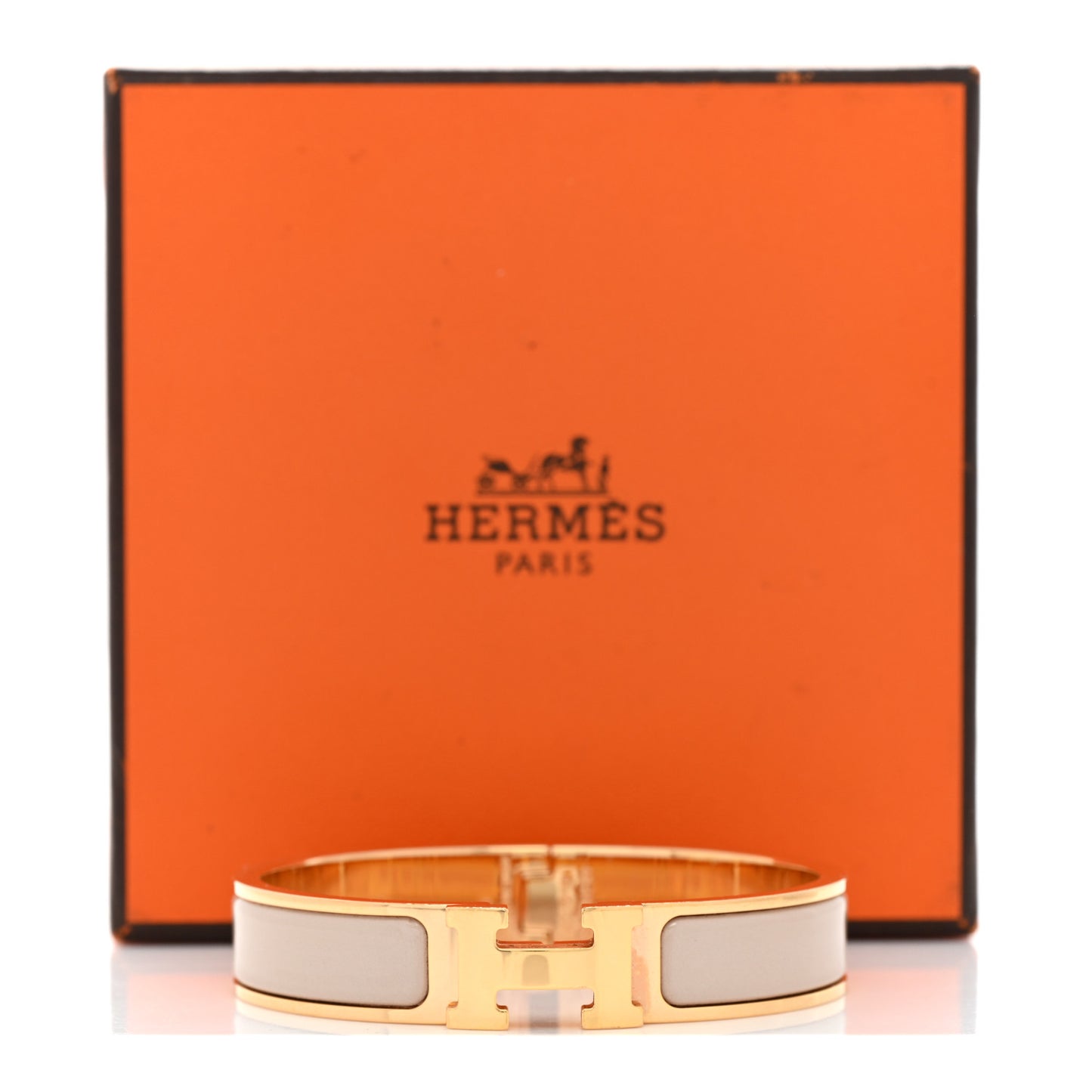 Enamel Narrow Clic Clac H Bracelet PM Marron Glace