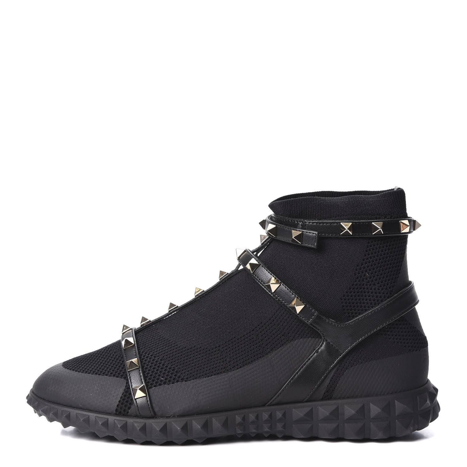 Valentino Garavani Body Tech Knit Rockstud Sock High Top Sneakers 39 Black 1 of 9