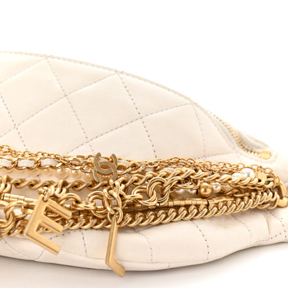 Chanel Lambskin Quilted All About Chains Waist Belt Bag White 10 of 11