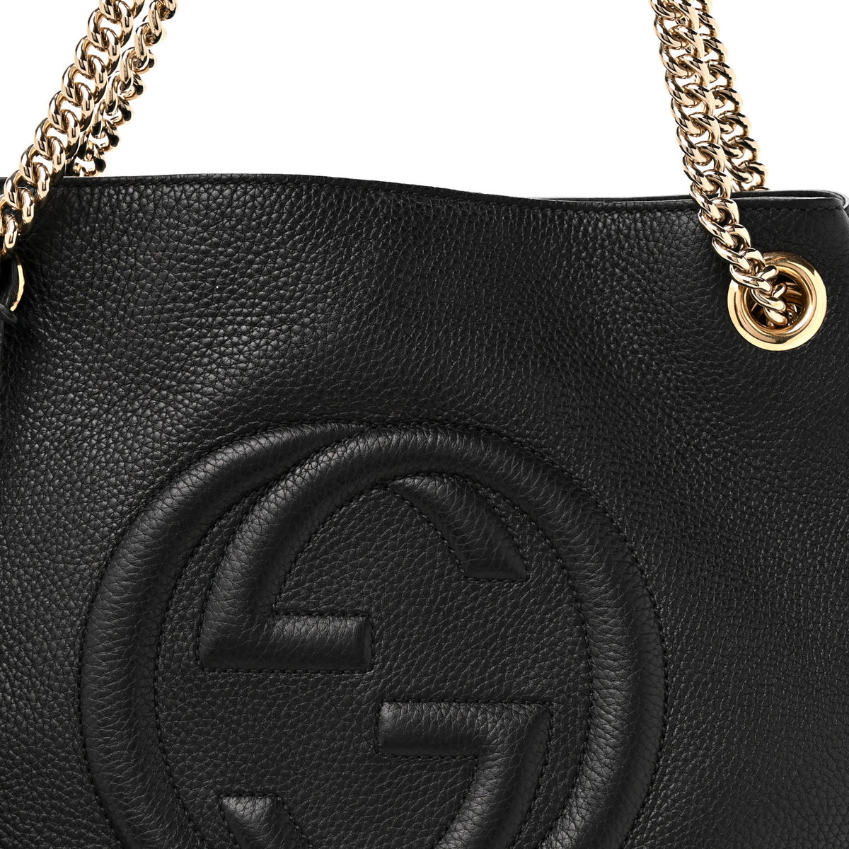 Gucci Pebbled Calfskin Medium Soho Chain Shoulder Bag Black 7 of 10