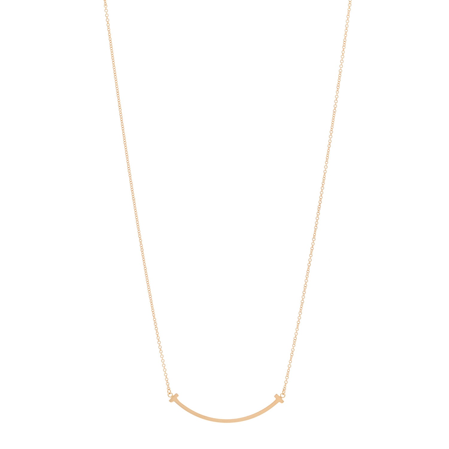 Tiffany 18K Rose Gold Small T Smile Pendant Necklace 1 of 5
