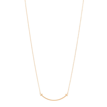 Tiffany 18K Rose Gold Small T Smile Pendant Necklace 1 of 5