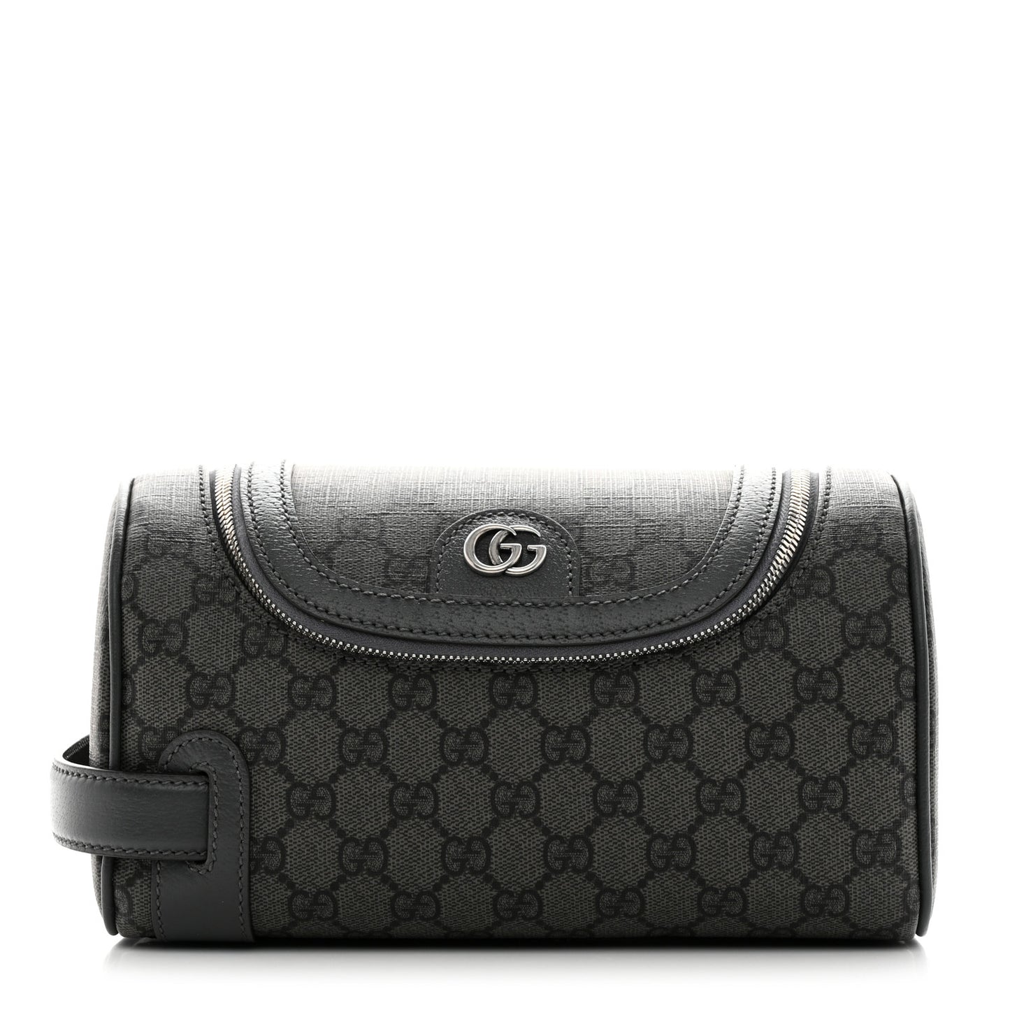 GG Supreme Monogram Textured Dollar Calfskin Ophidia Toiletry Case Grey Black Graphite Grey