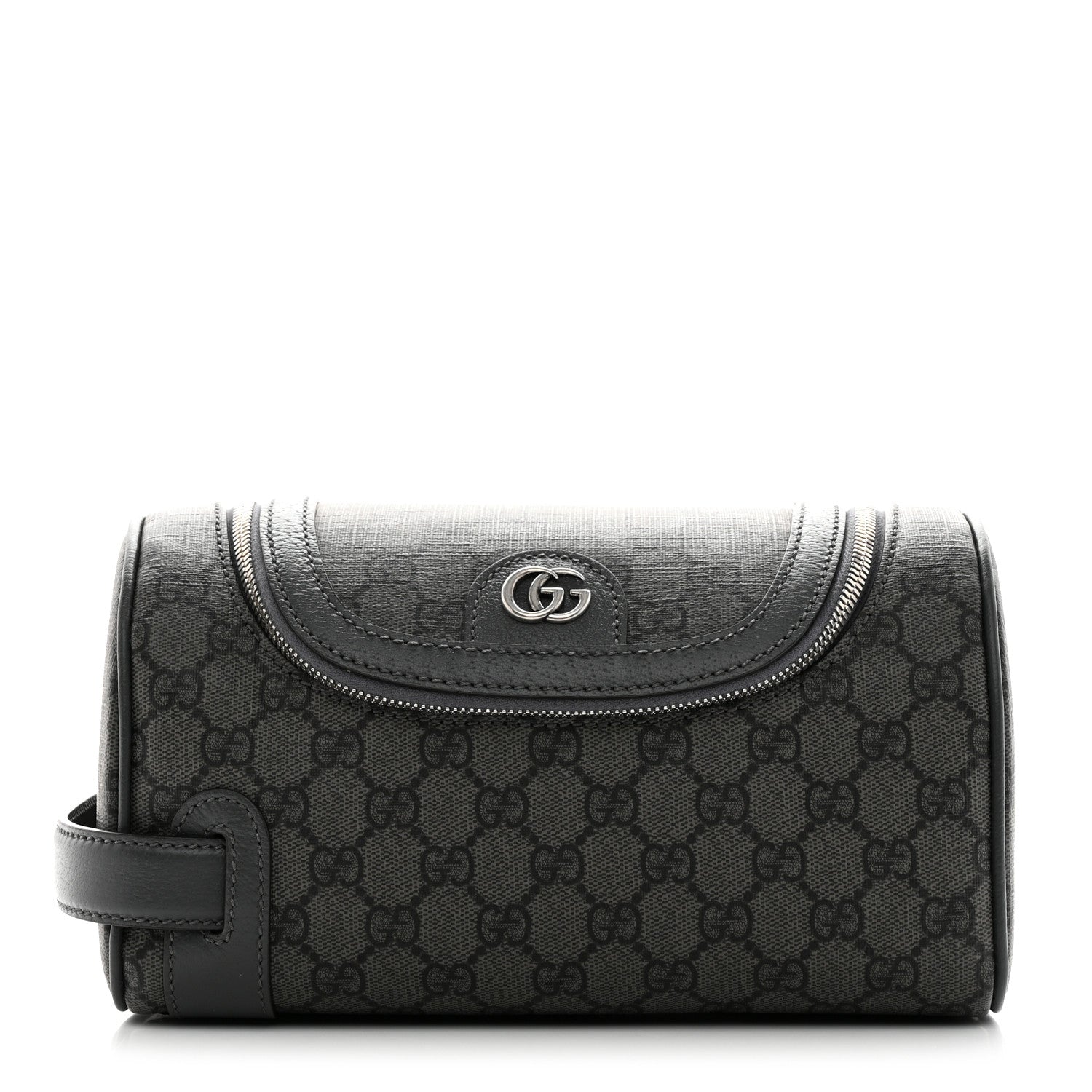 Gucci GG Supreme Monogram Textured Dollar Calfskin Ophidia Toiletry Case Grey Black Graphite Grey 1 of 7