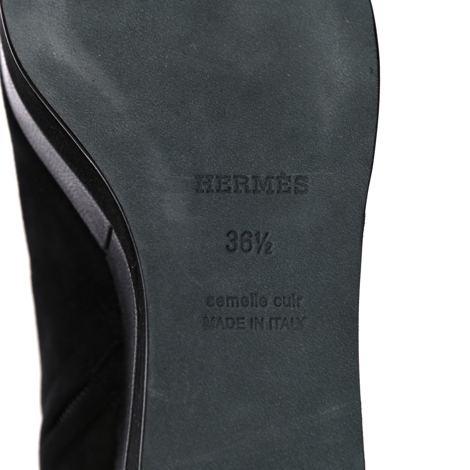 Hermes Suede Goatskin Womens Wedge Boot 36.5 Black 7 of 10