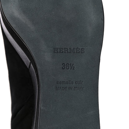 Hermes Suede Goatskin Womens Wedge Boot 36.5 Black 7 of 10