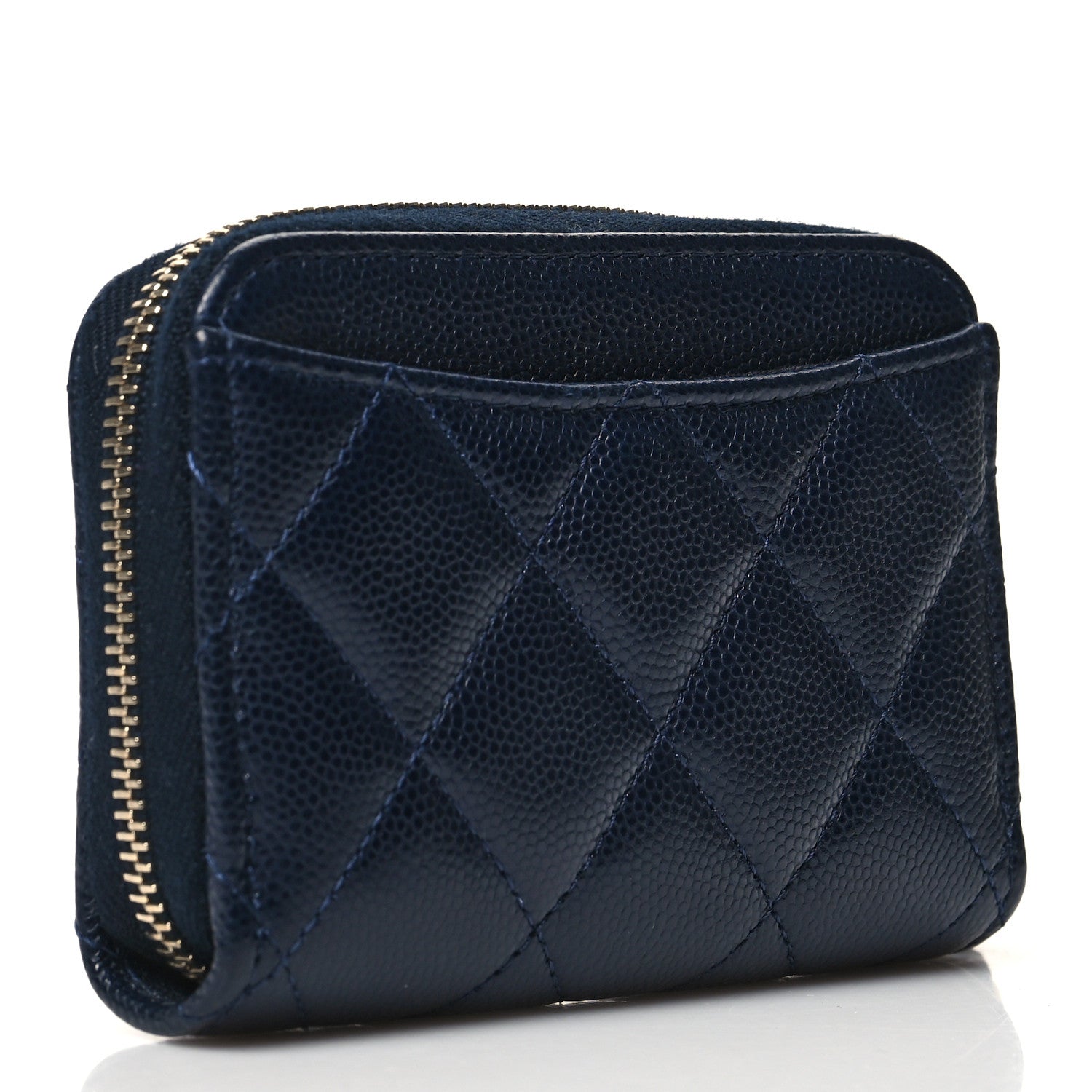 Chanel Caviar Enamel Coco Casino Quilted Zip Coin Purse Navy Blue 3 of 12
