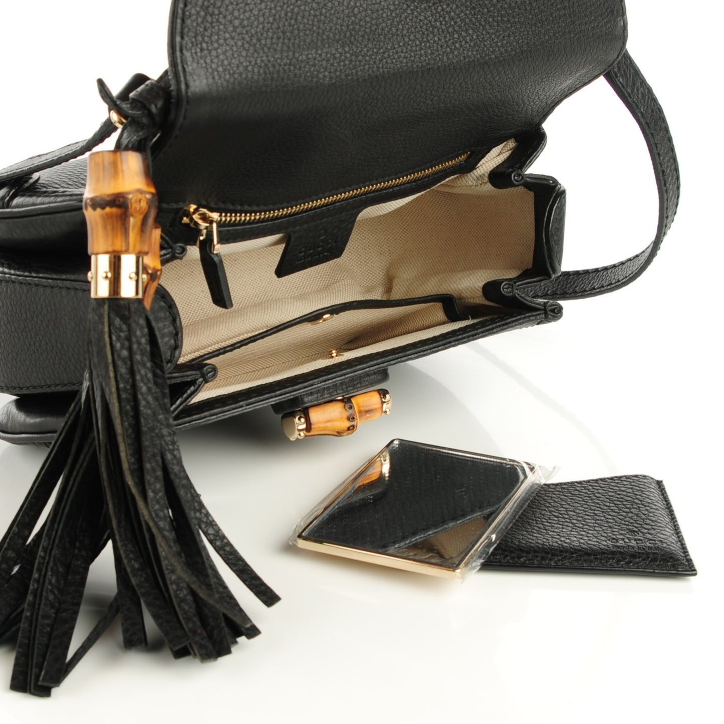 Cellarius Calfskin Small New Bamboo Top Handle Bag Black
