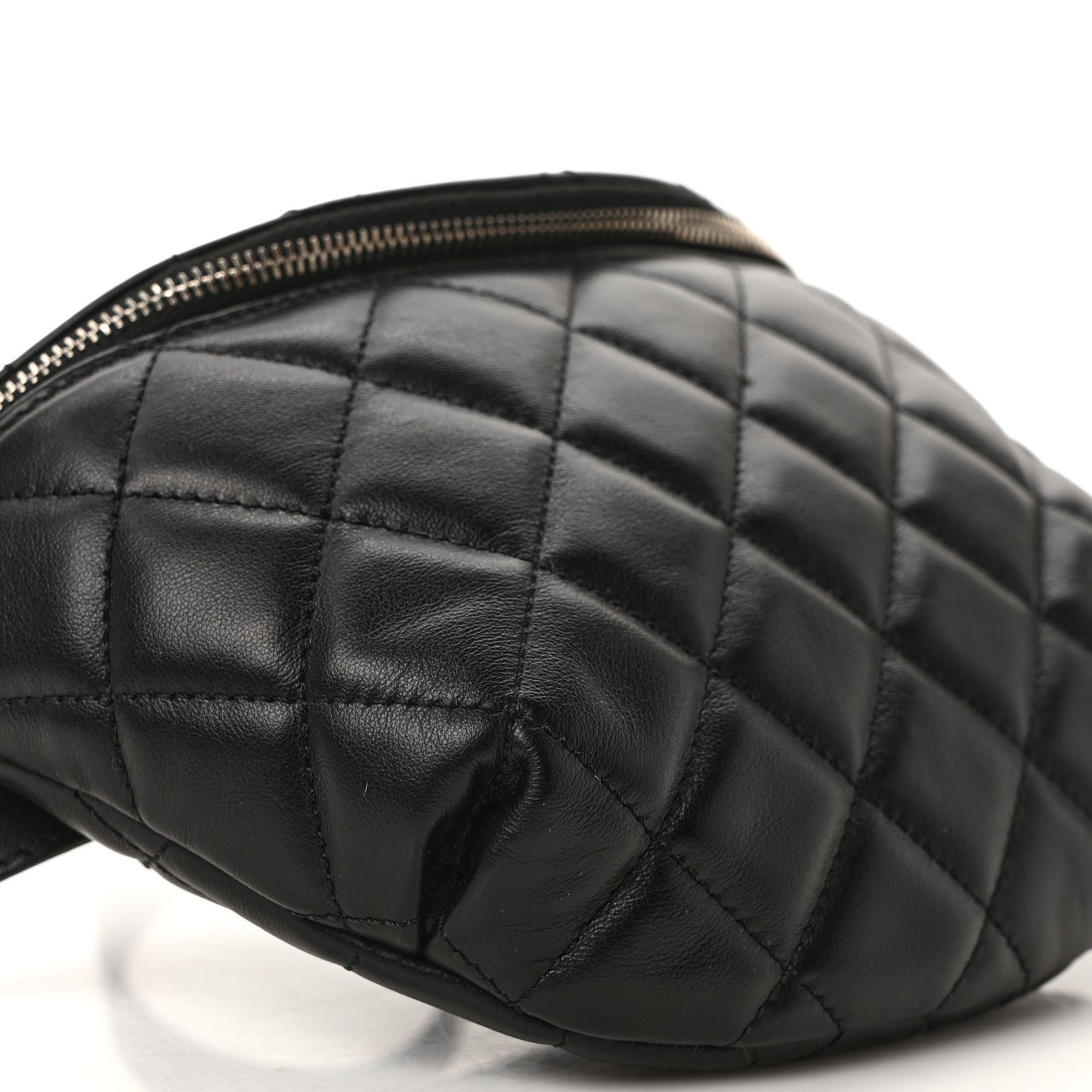 Lambskin Quilted Waist Belt Bag Black