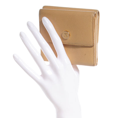 Chanel Leather CC Button Compact Wallet Beige 2 of 7